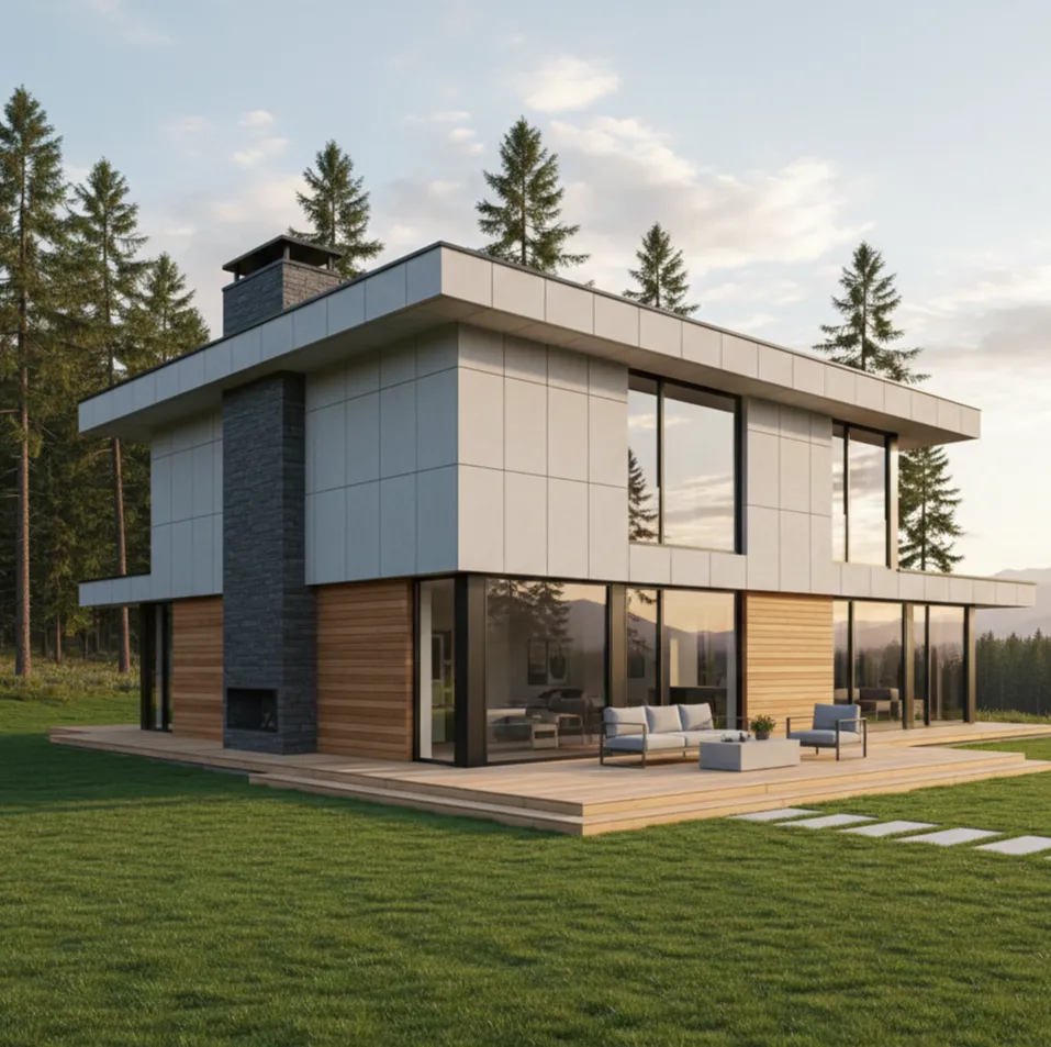 Pramo tarafından tamamlanmış ahşap dokulu estetik betopan cephe kaplama projesi.