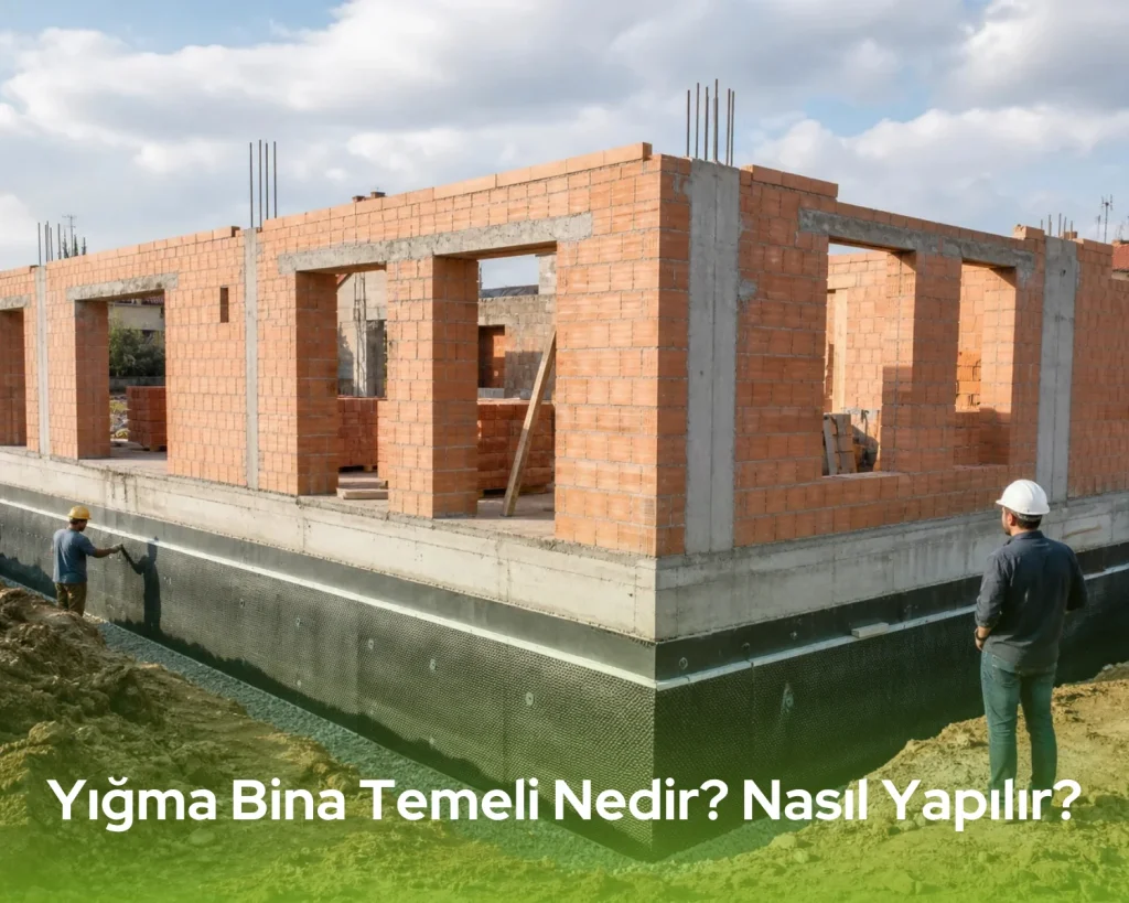 Yığma bina temeli ve tuğla duvarların yapım aşamas